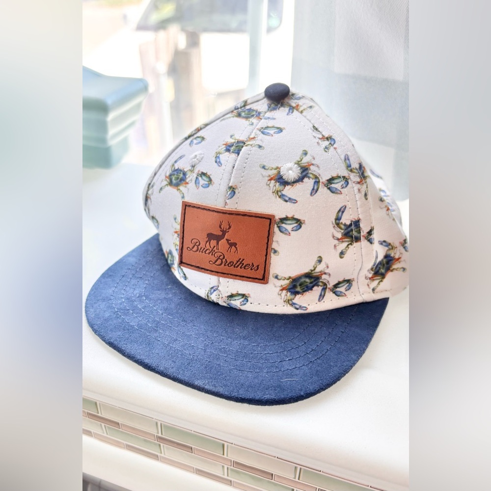 Boys Flat Bill Buck Brothers Hat with Crabs
